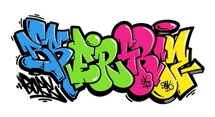 Colorful Graffiti Art with Bold Lettering and Vibrant Colors.