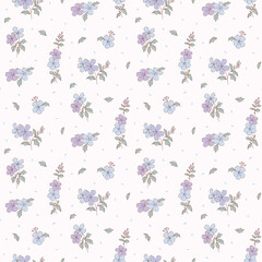 Flower pattern, ditsy floral seamless. Small little flower on light  background. wallpaper pattern. tiny sky flower, cottage core style, design for fashion, fabric, packaging, stationary, textile