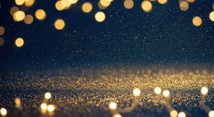Golden Bokeh and Starry Night Background, Lights, Glitter, Sparkle