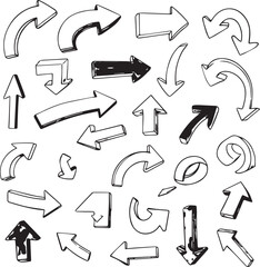 Obraz premium Hand Drawn Doodle Arrows Collection Set Vector Illustration Bundle