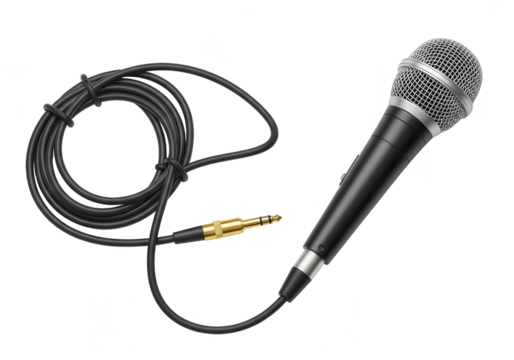 Microphone with cable for professional audio recording and broadcasting use
