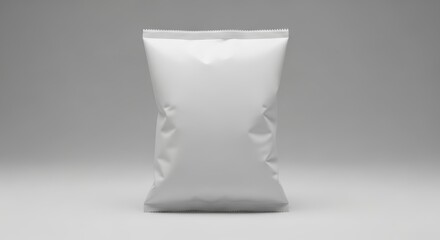 Blank White Snack Bag Mockup on Gray Background, Packaging, Product, Food