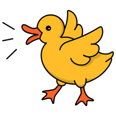 Illustration of a yellow duck croaking loudly 