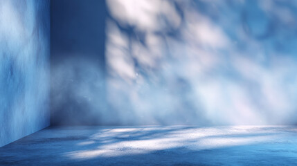 "Spacious background with soft blue lighting and subtle shadows, featuring a blurry spotlight—perfect for winter presentations, branding, cosmetics, and food products."