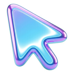 Shiny cursor arrow pointing up isolated on transparent background