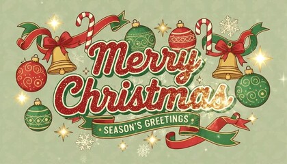 Merry christmas decorations celebrate holidays season with ornaments and bells. - Powered by Adobe