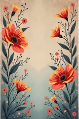 grunge floral background with flowers