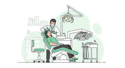 Dentist Performing Dental Checkup on Patient in Modern Clinic with Medical Equipment