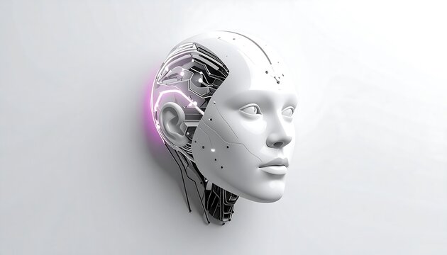Futuristic AI Head - A Glimpse into the Future of Technology. - Powered by Adobe