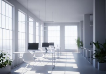 Blurred minimalist office interior with bright open space