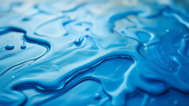 Blue sky melting into fluid water streams, reflective texture