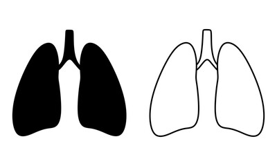 Human Lungs Vector Icon. Minimal Respiratory Organ Silhouette and Outline Design. Perfect for medical graphics, anatomy illustrations, healthcare infographics