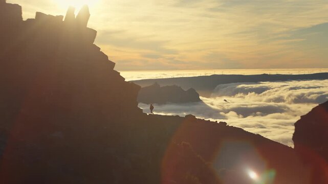 Breathtaking sunrise over pico do arieiro in madeira island, portugal