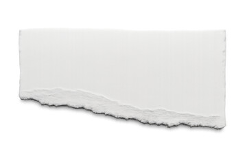 White paper piece with a torn, uneven lower edge for adding text. Standalone element on a clear background for easy editing