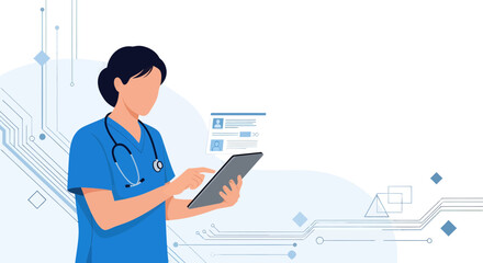 Medical Professional Utilizing Digital Technology For Patient Data And Information Access
