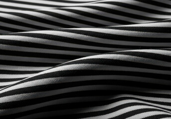 Monochrome striped fabric with soft waves creating a visually appealing and textured background pattern design