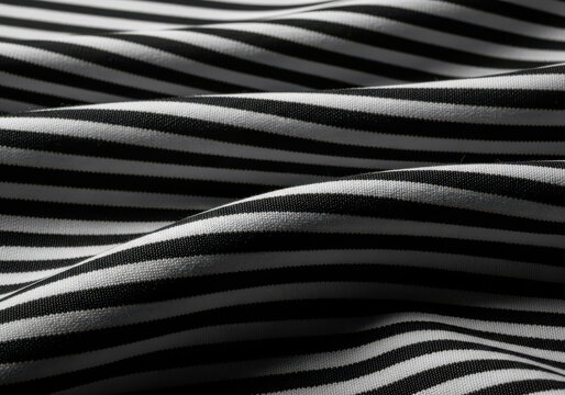 Monochrome striped fabric with soft waves creating a visually appealing and textured background pattern design