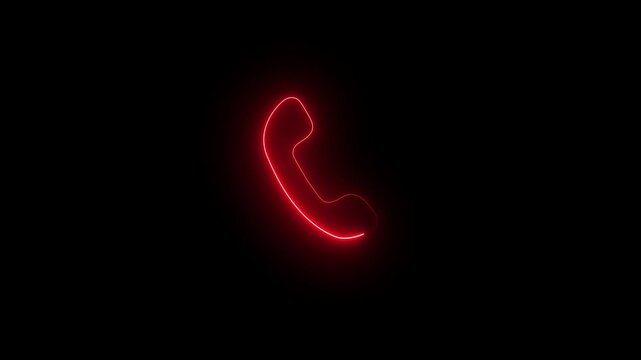 calling icon neon glowing animation. black background circle digital calling.