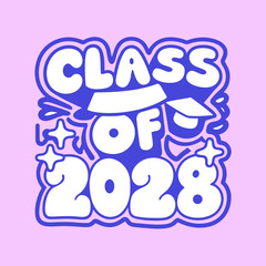 Class of 2028 graduation design with cap and stars