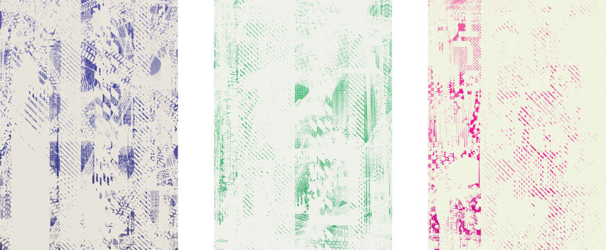 Set of grunge transparent texture vector overlay with central gradient text area for modern design,posters and digital layouts.Combined and mixed layered background for digital design