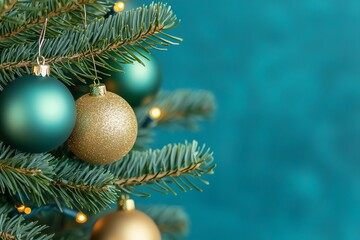 Decorating Christmas Tree with Shiny Ornaments and Festive Lights Holiday Scene