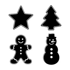 Christmas Cookie Silhouette Set Star Tree Gingerbread Man