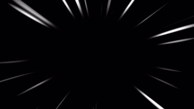 Manga anime zoom speed lines animation in black transparent background. Abstract zoom anime speedlines animation. 4k animation video