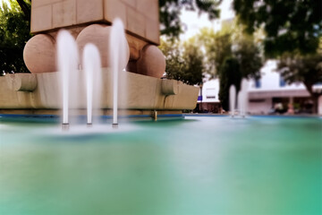 Fountains in the city park.