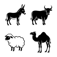 Nativity Animal Silhouettes Donkey Ox Sheep Camel Set