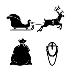 Santas Sleigh Silhouette Collection Reindeer Gift Harness