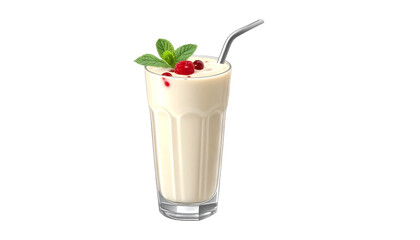 Delicious milk drink served in cozy home kitchen glass. Isolated on transparent background, png.