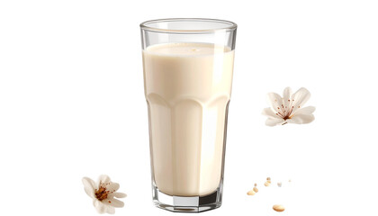 Delicious milk drink served in cozy home kitchen glass. Isolated on transparent background, png.