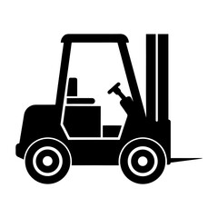Heavy Duty Forklift Truck Silhouette Graphic on White.