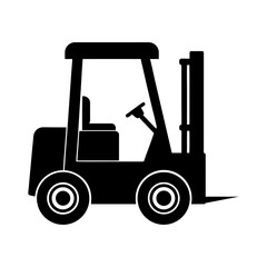 Industrial Forklift Silhouette Icon Vector Isolated on White.