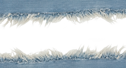 Frayed Blue Denim Fabric Border With Copy Space