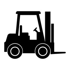 Forklift Machine Silhouette Vector Illustration on White Background.