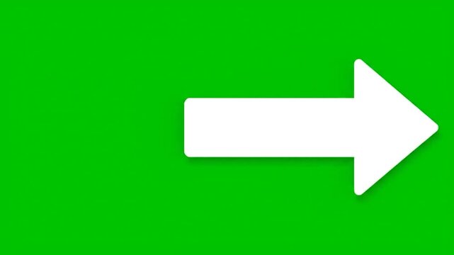 A white arrow pointing right on a green background. Arrow has rounded edges. Simple graphic