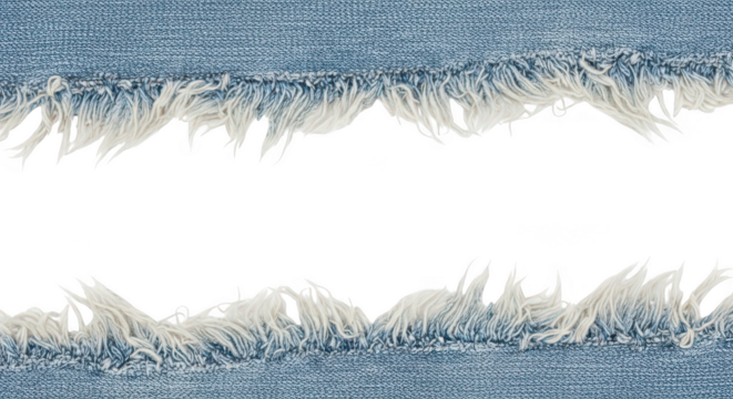 Frayed Blue Denim Fabric Border With Copy Space