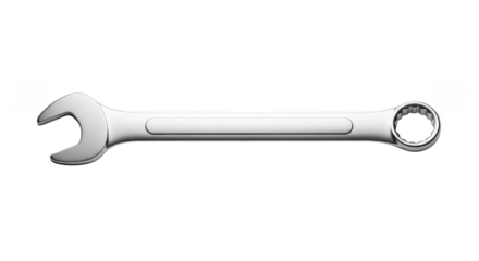 Shiny Chrome Combination Wrench Isolated On Black Background