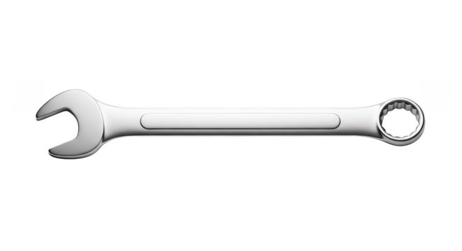Shiny Chrome Combination Wrench Isolated On Black Background
