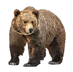 Fototapeta premium Vector illustration of big brown bear isolated on white