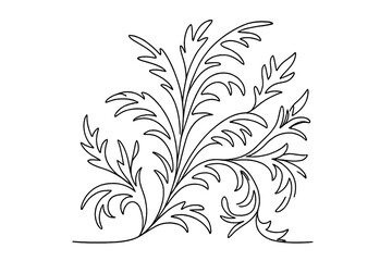 Obraz premium Winter Frost Filigree. Winter Frost. Minimalistic one-line drawing close-up of ice filigree on window,