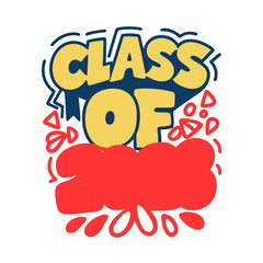 Class of 2028 hand-drawn lettering with festive elements