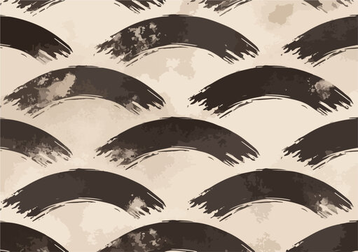 An abstract, seamless vector pattern featuring dark, textured brushstrokes resembling organic wave shapes on a subtle, aged background.
