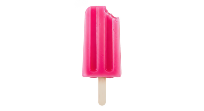 Bright Pink Bitten Popsicle Isolated On Black