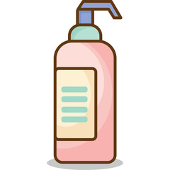 A Light Pink Lotion Bottle With A Light Blue Dispenser And A Tan Label With Mint Green Lines On A Transparent Background
