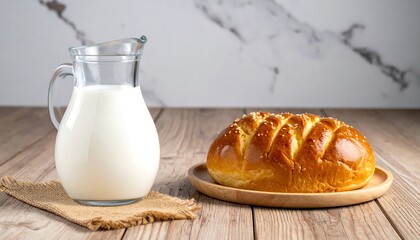 Fresh Milk and Bread - A Simple, Wholesome Breakfast Still Life.