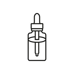 Pipette outline vector icon with dropper bottle. Line art isolated illustration on a white background.