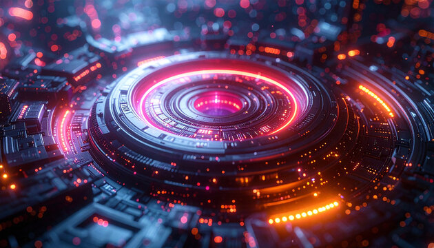 Digital Core: A captivating digital depiction of a complex, glowing core, hinting at the vast expanse of technology and innovation.