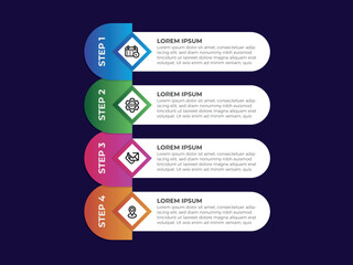 Infographic labels with icons and 4 options or steps. Suitable for process diagrams, presentations, workflow layouts, banners, flow charts, and infographics.